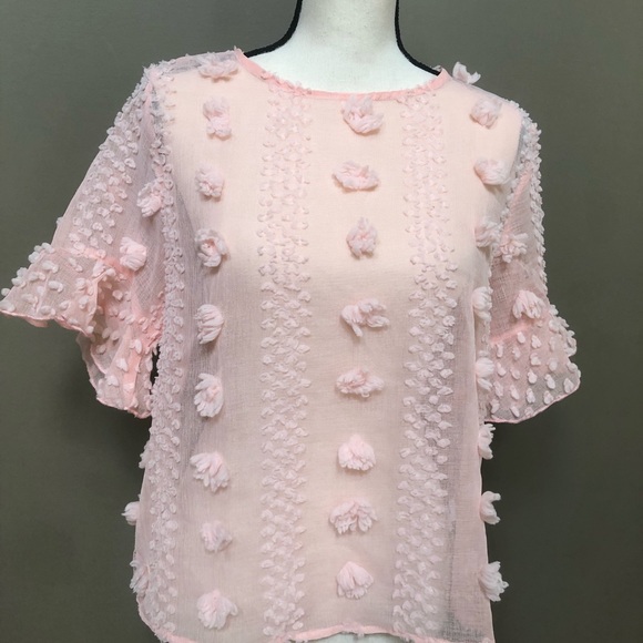 Shein official sheer  pompom blouse - Picture 3 of 14